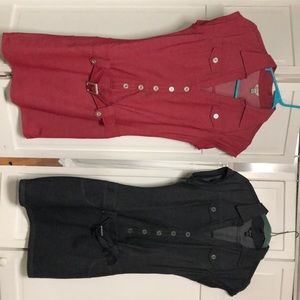 Two identical dresses in different colors.